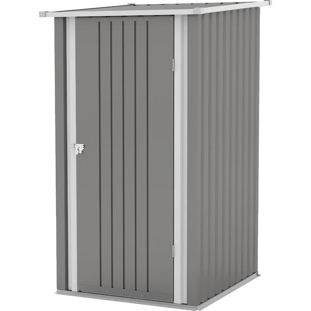 Outdoor Storage Shed With Sloping Roof And Lockable Door