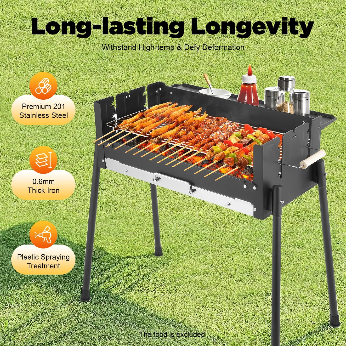 Bymaocar Barbecue Charcoal Grill Foldable Stainless Steel Portable