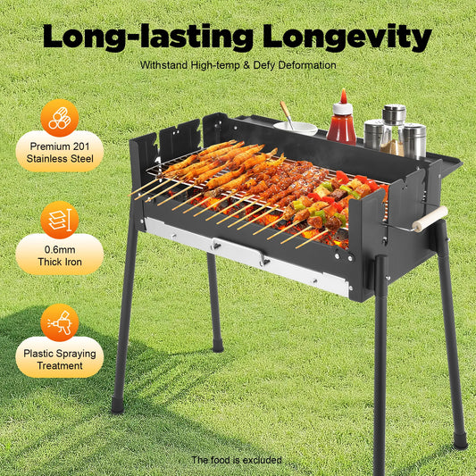 Bymaocar Barbecue Charcoal Grill Foldable Stainless Steel Portable