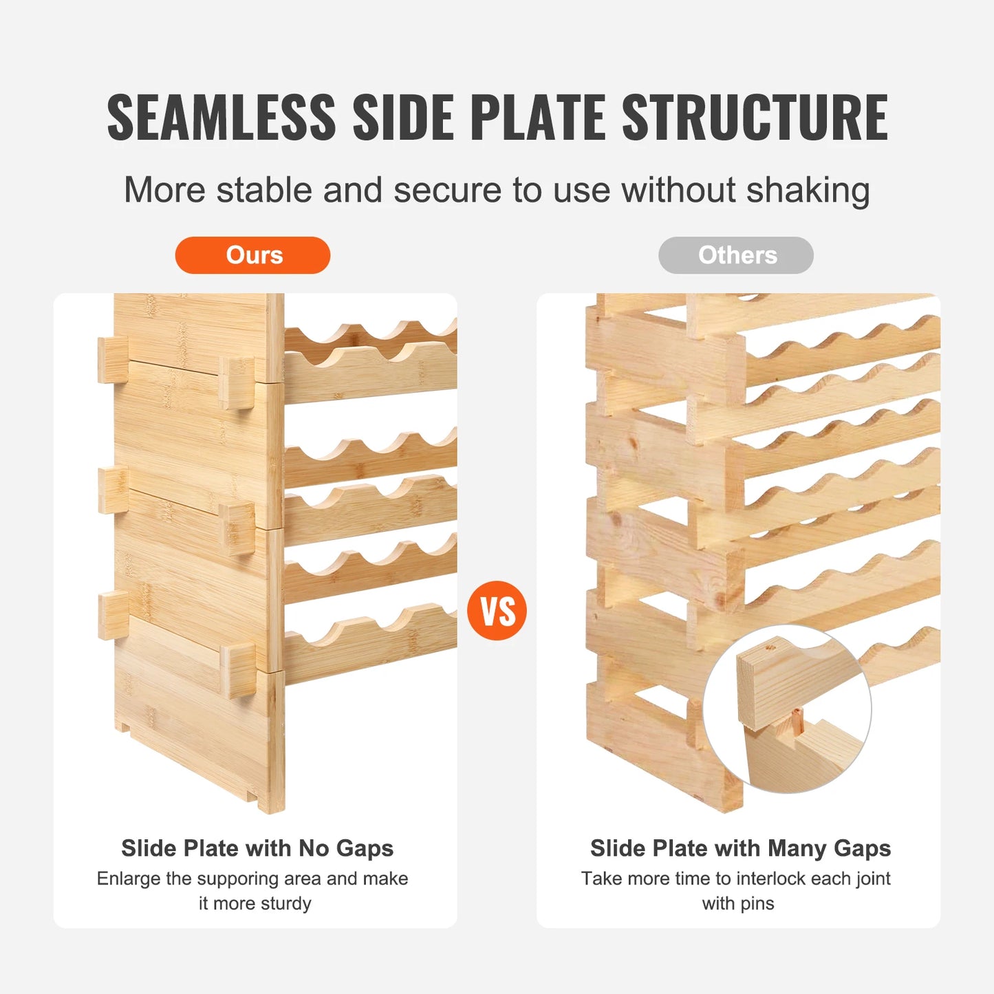 SucceBuy Bamboo Stackable Modular Wine Rack For Home Storage