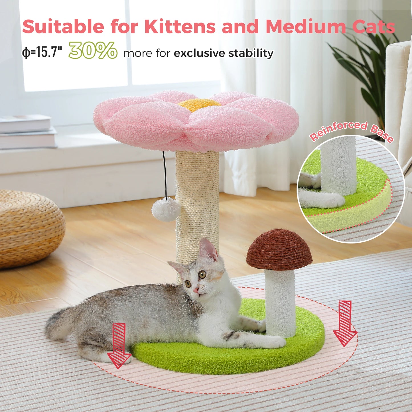 PAWZ Road Mushroom Cat Scratcher With Removable Flower Bed And Ball