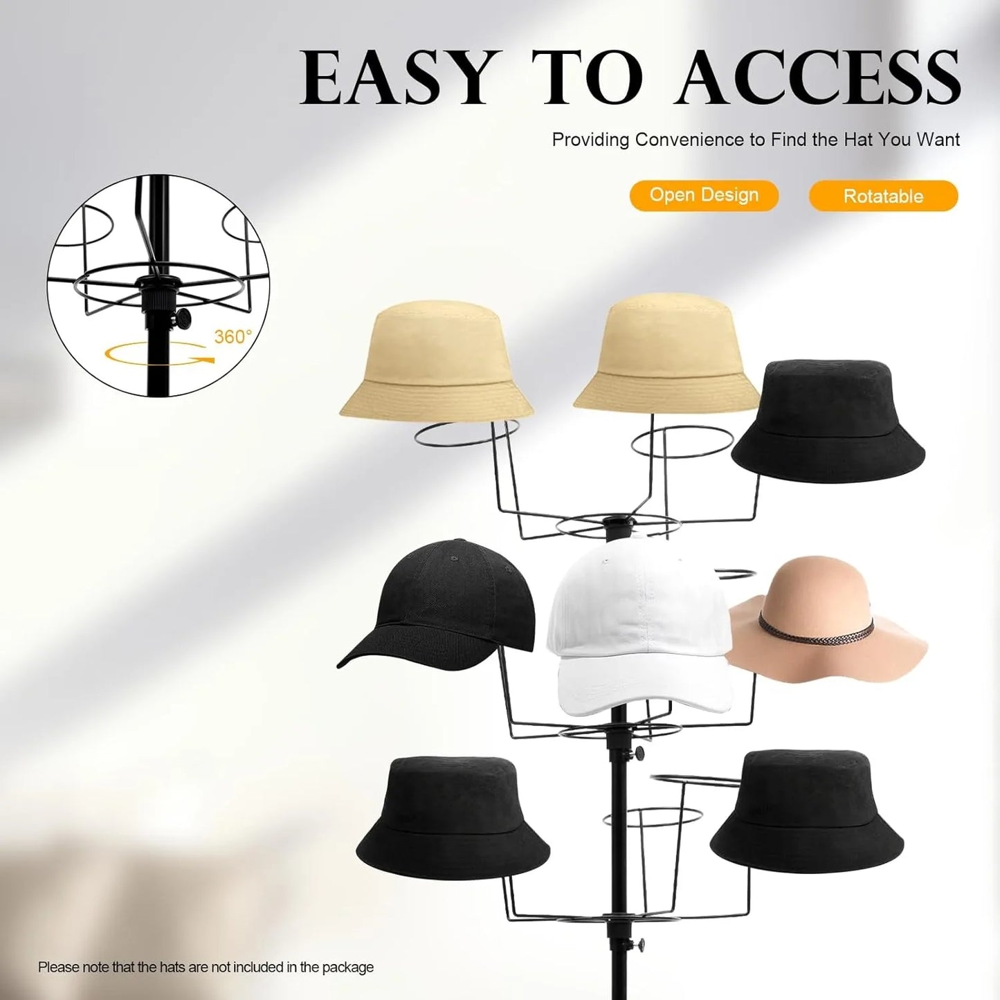 Freestanding Rotating Hat Display Rack With 35 Hooks