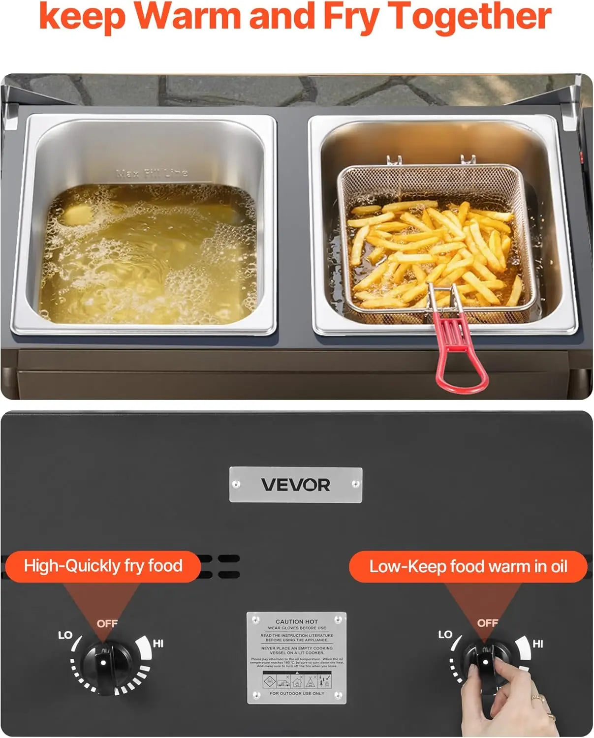 XMSJ Outdoor Propane Fryer Dual Tank Dual Basket For Restaurants