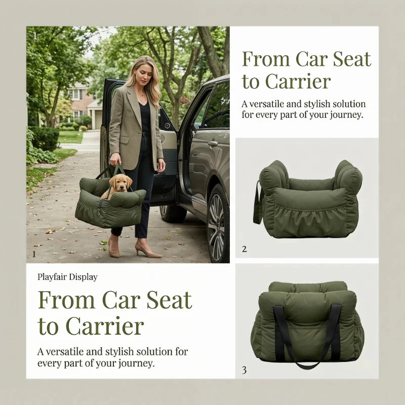 Dog Car Seat With Safety Belt Non Slip Pet TravelBed
