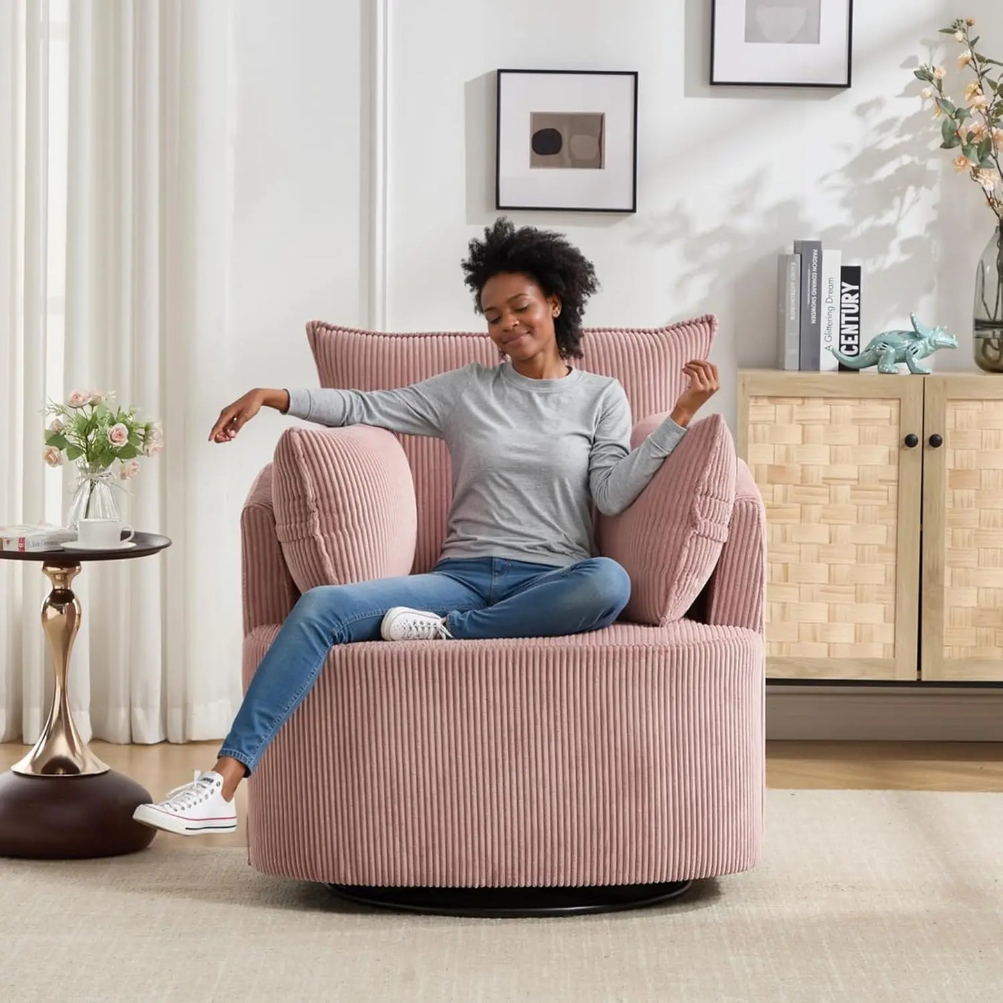 Swivel Accent Chair Upholstered Living Room Recliner