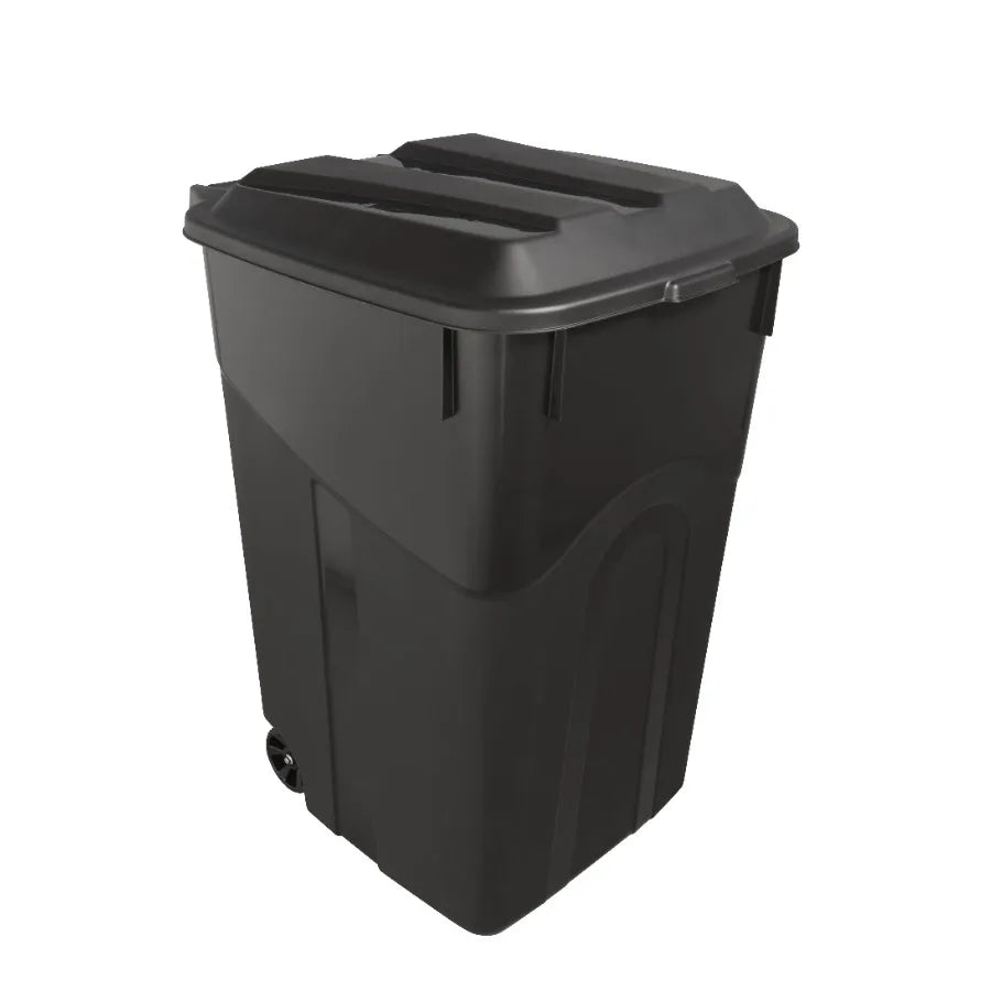 Wheeled Heavy Duty Plastic Garbage Can With Attached Lid