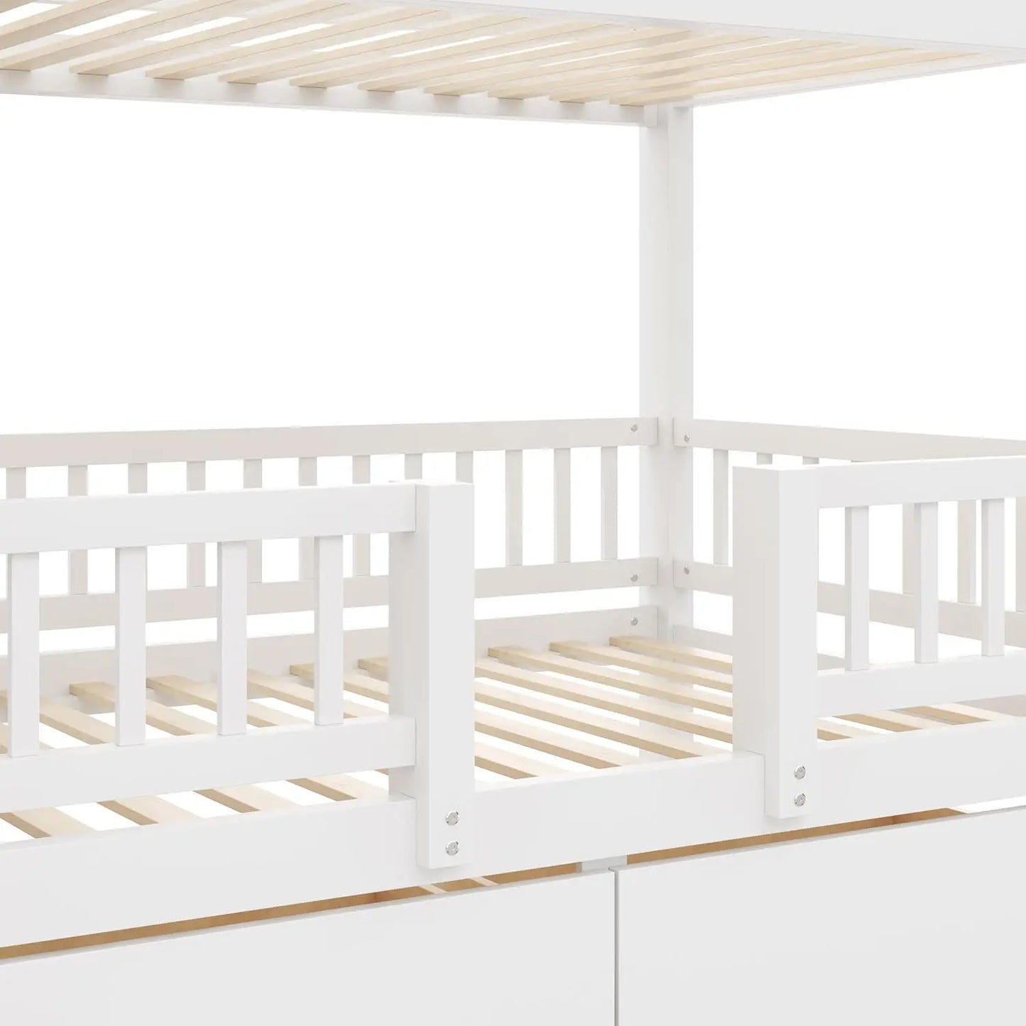Twin Over Twin Bunk Bed With Slide Staircase And Drawers