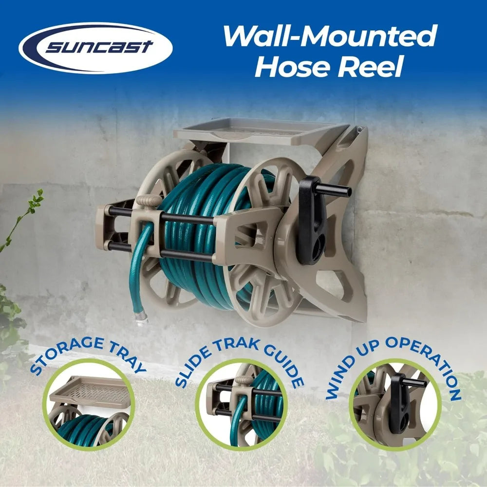 Wall Mounted Hose Reel And Accessory Tray Organizer