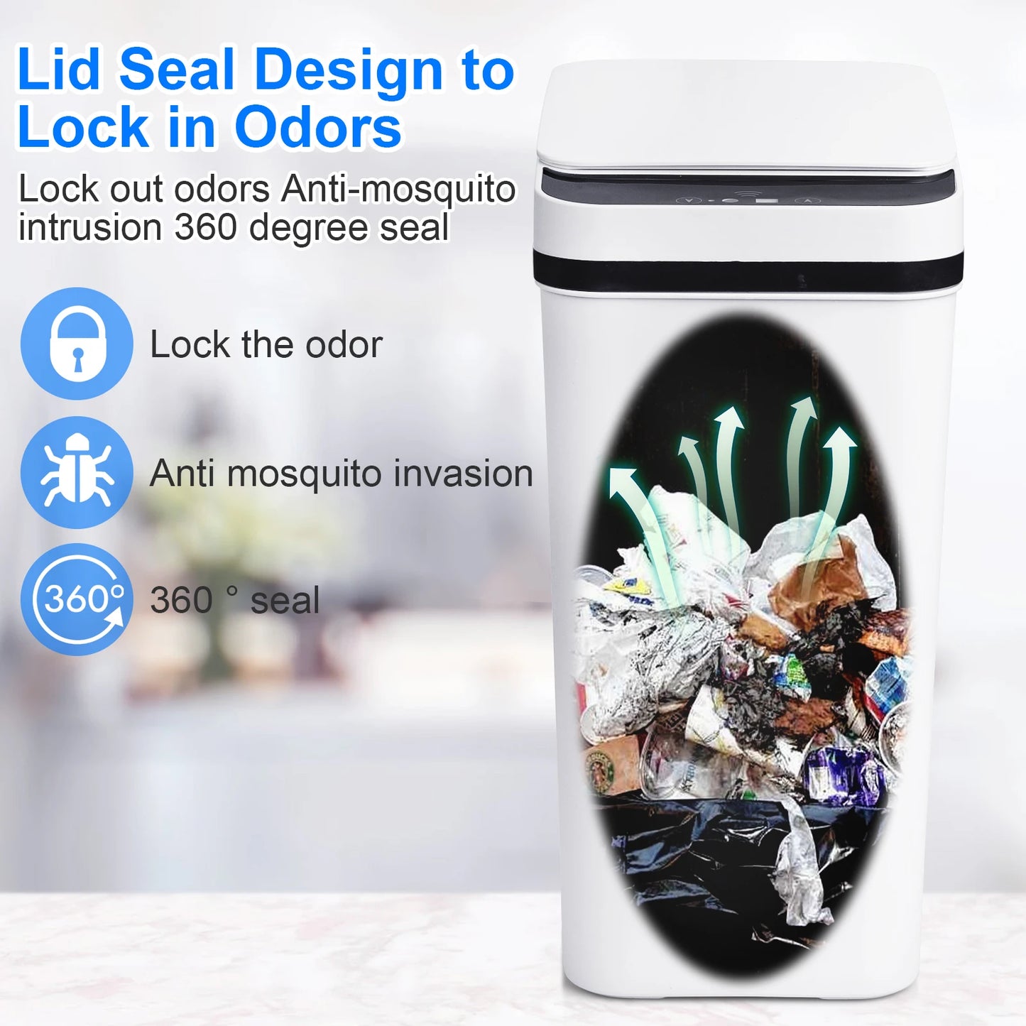 Touchless Bathroom Trash Cans With Lid 2 Pack Slim Design