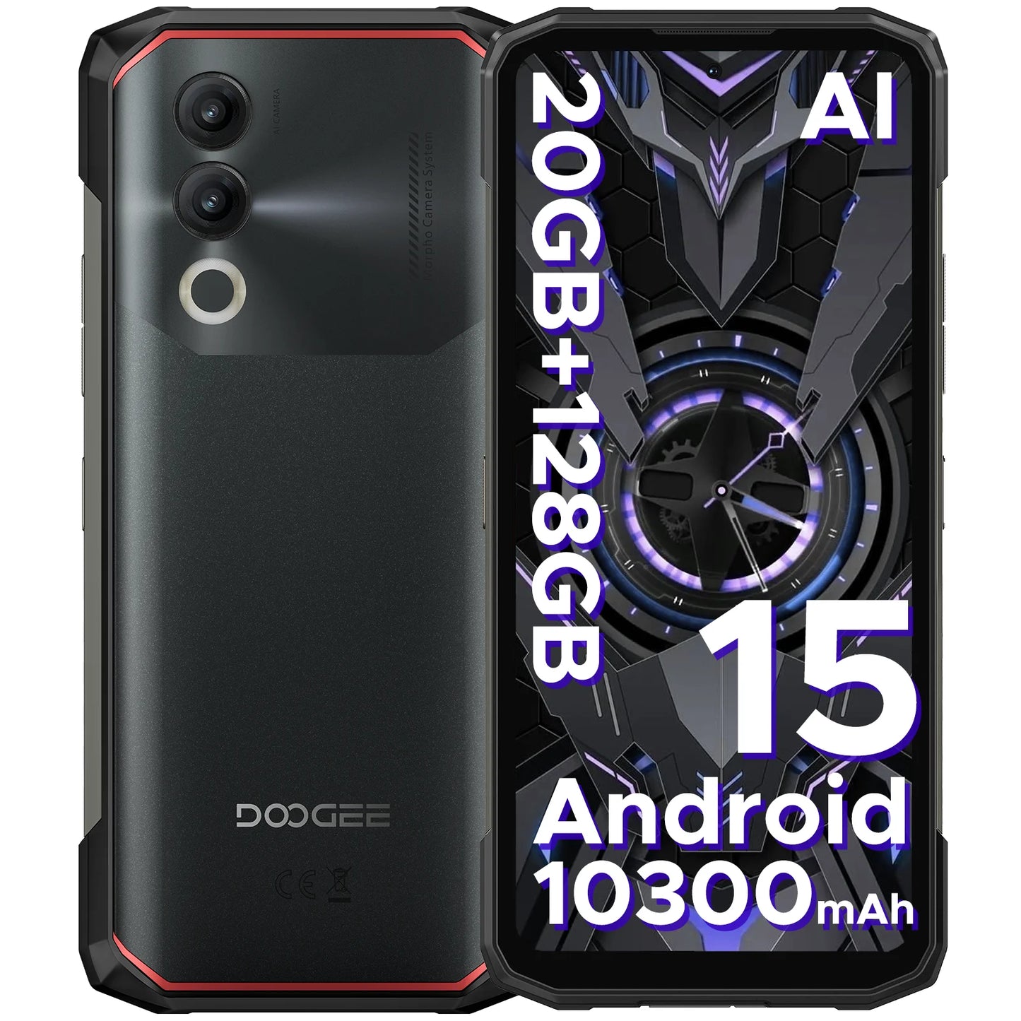 DOOGEE Blade20 Rugged Smartphone 6.6 Inch Display 10300mAh Battery NFC AI Camera