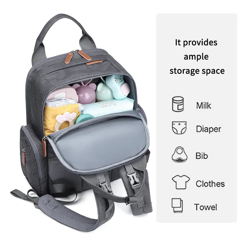 Denim Diaper Backpack With Changing Mat For Moms Large Capacity