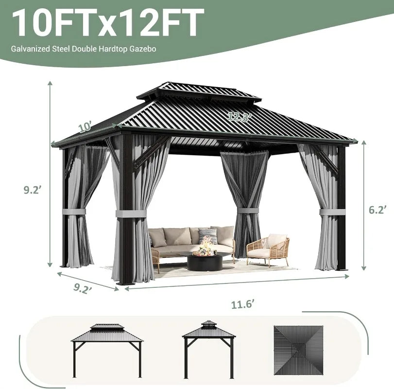 AirWire Gazebo Hardtop With Aluminum Frame And Galvanized Roof