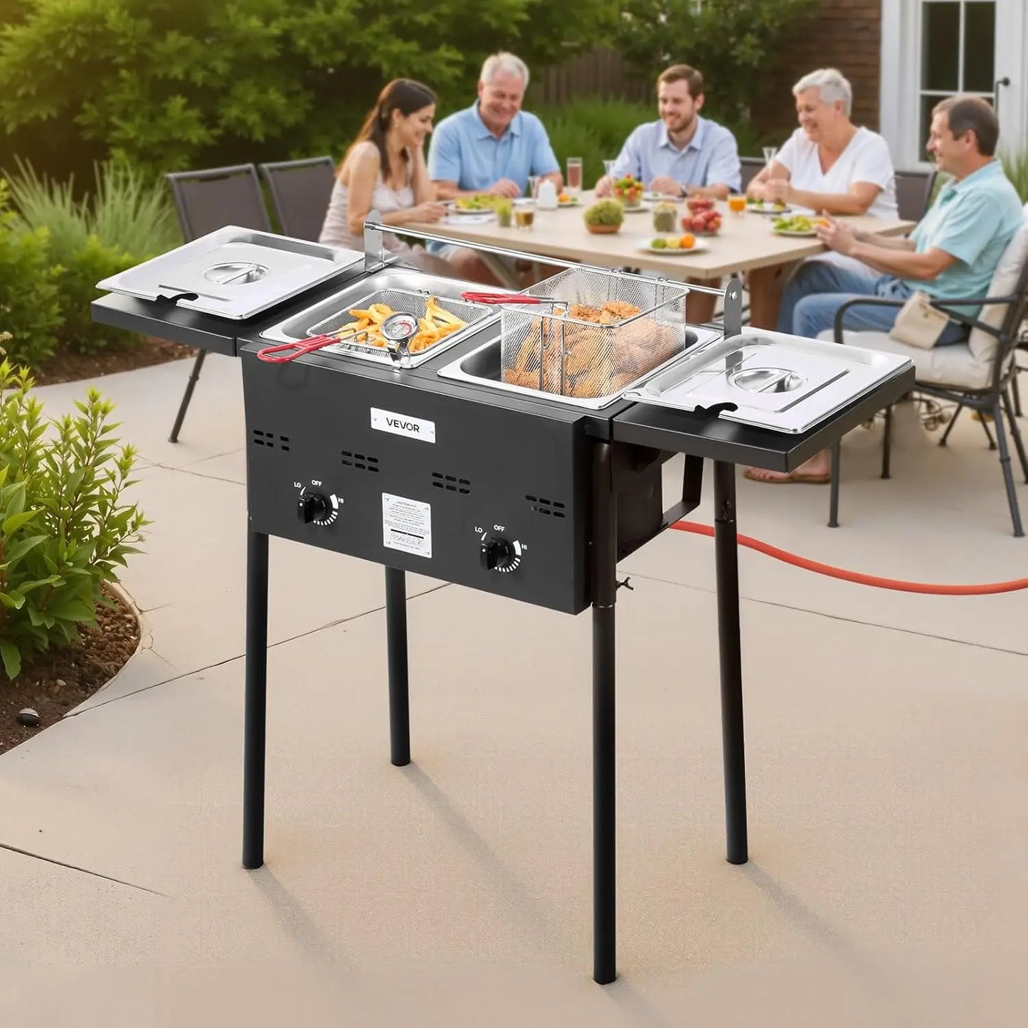 XMSJ Outdoor Propane Fryer Dual Tank Dual Basket For Restaurants