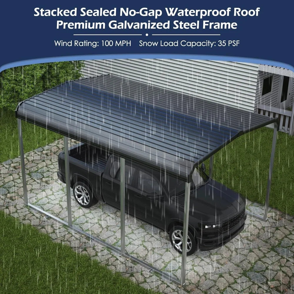 Metal Carport Canopy With Galvanized Steel Frame And Roof