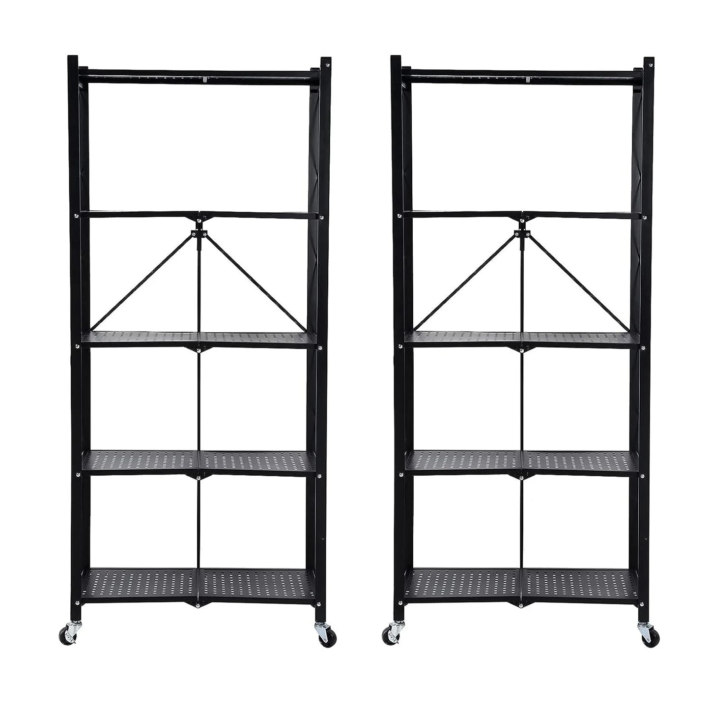 5-Tier Storage Shelving With Wheel Unit Heavy Duty Metal Rack