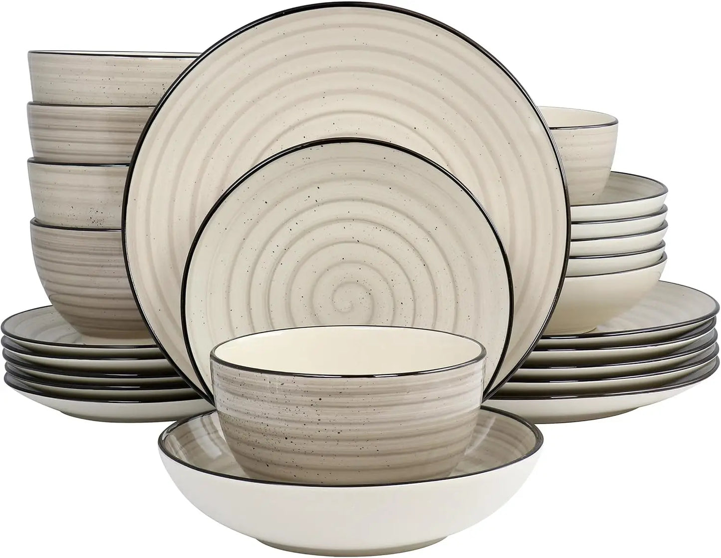 24 Piece Stoneware Dinnerware Set For Everyday Dining