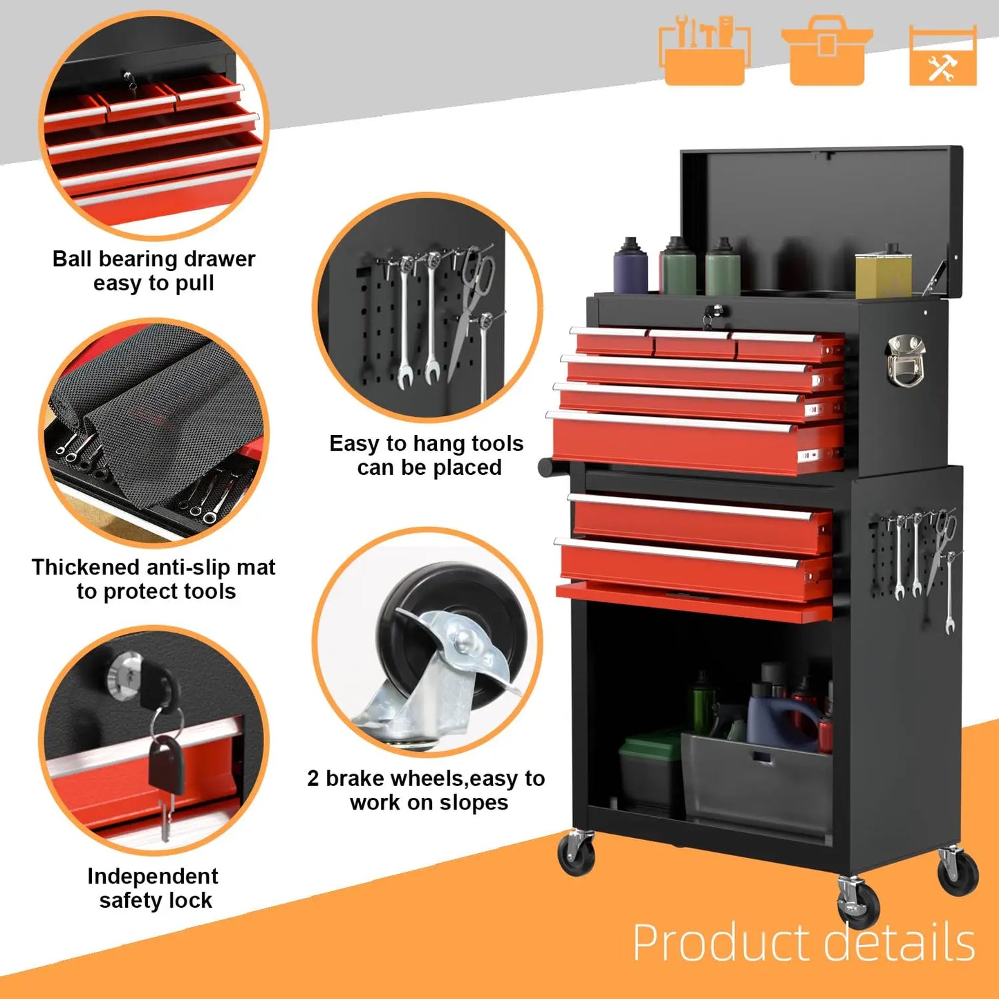 MOYU Rolling Tool Chest With Drawers And Wheels For Storage
