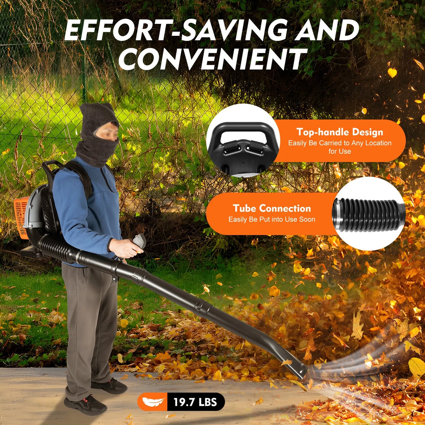 Bymaocar Gas Leaf Blower 2-Stroke Backpack, Adjustable Speed