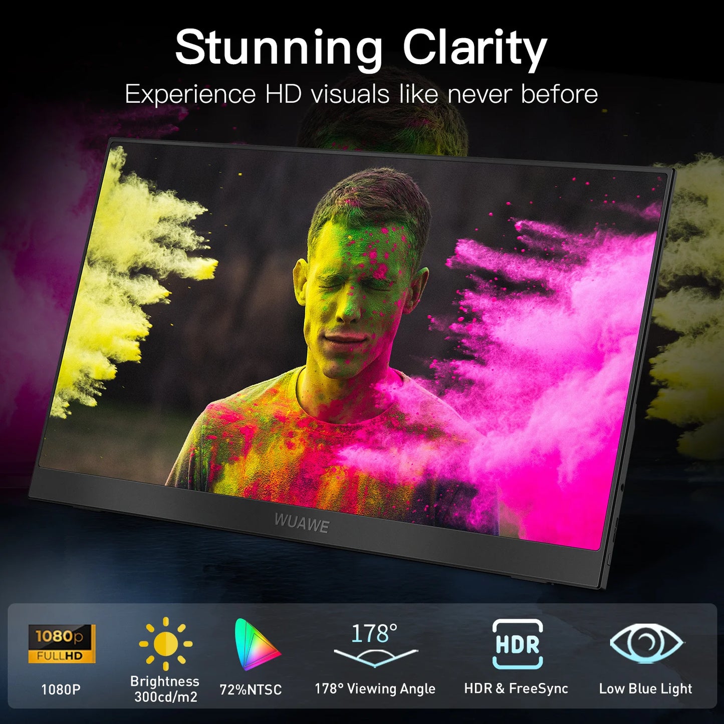 WUAWEB Portable Laptop Monitor HDR USB C HDMI Display