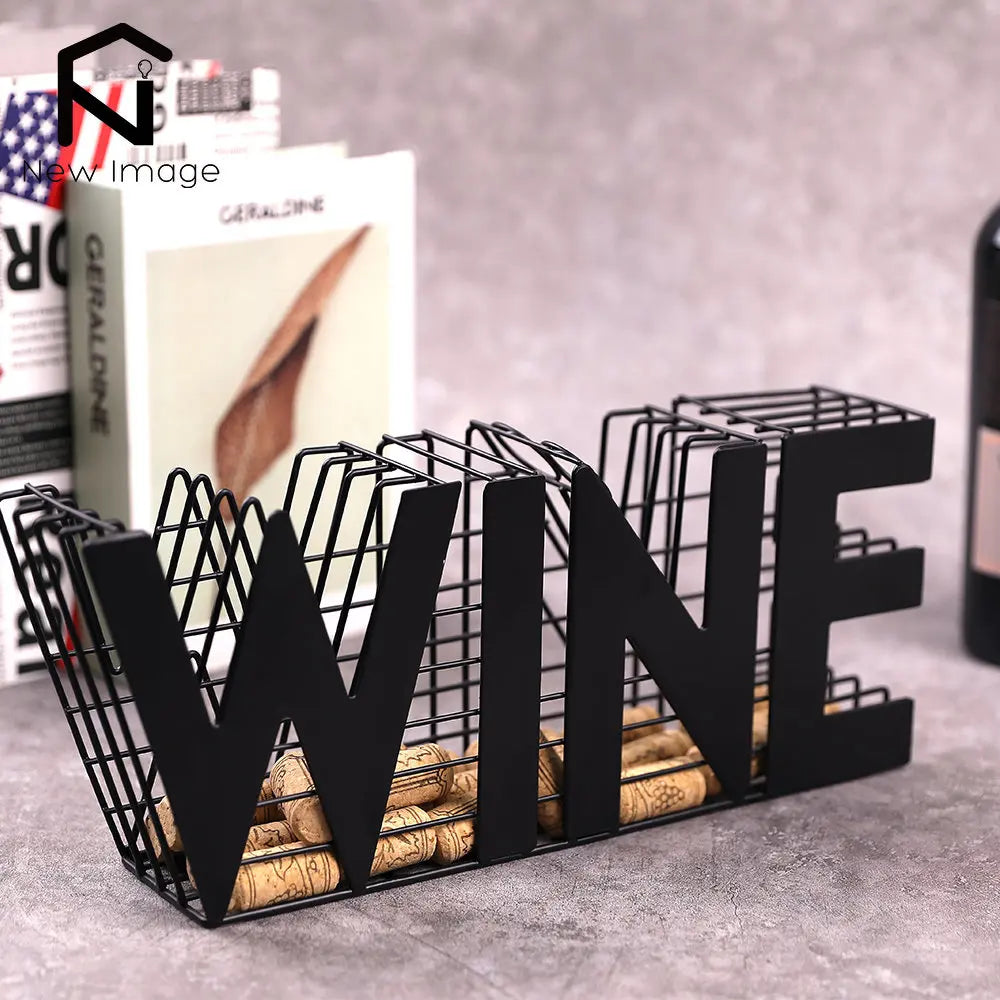 NEWIMAGE Modern Wine Cork Holder Rack for Kitchen Countertop Decor