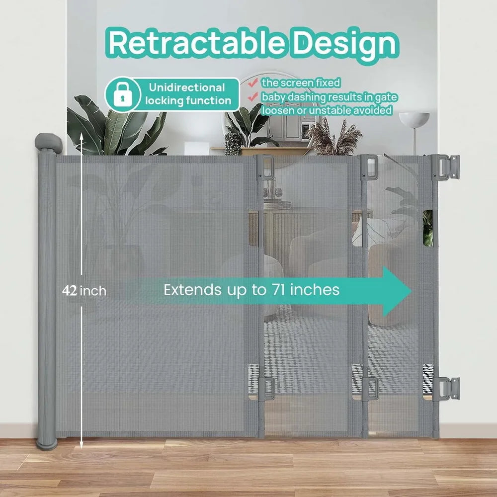 Retractable Baby Safe Gate For Doorways And Stairs