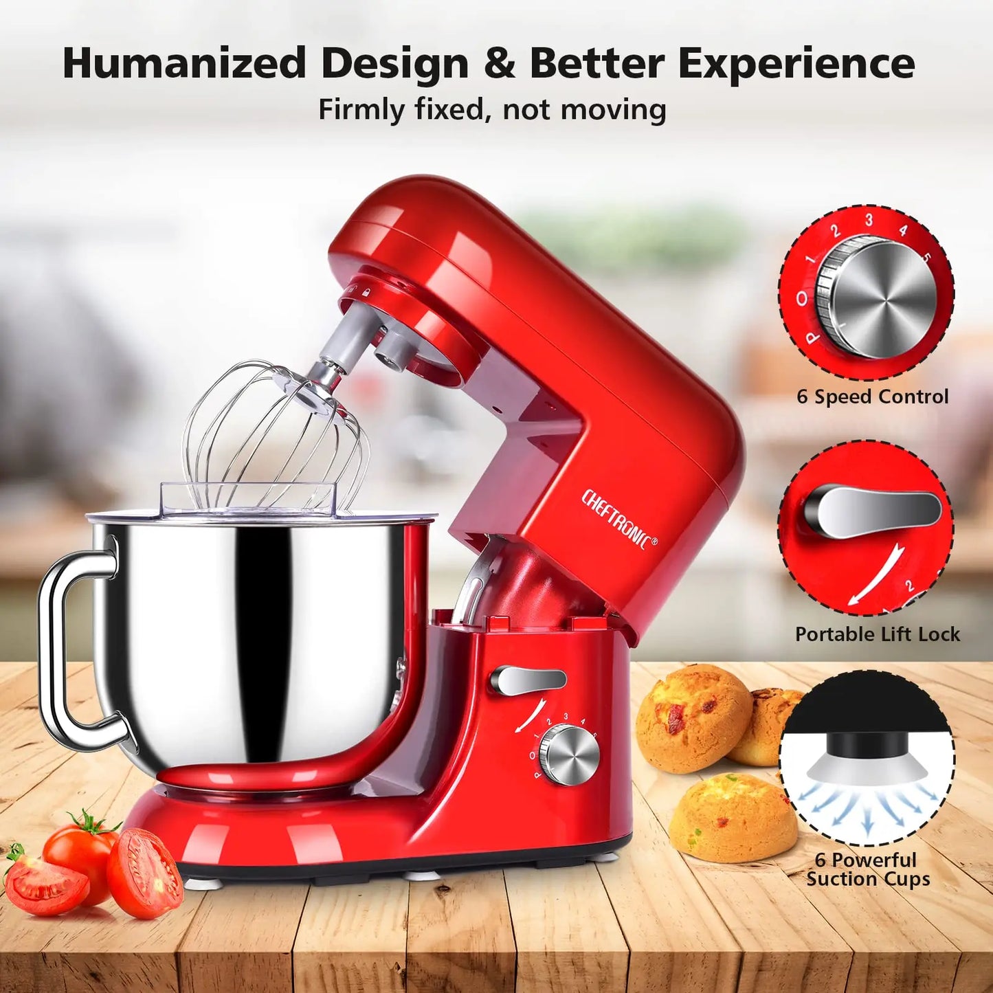 Cheftronic Stand Mixer 650W Tilt-Head 6-Speed With Accessories
