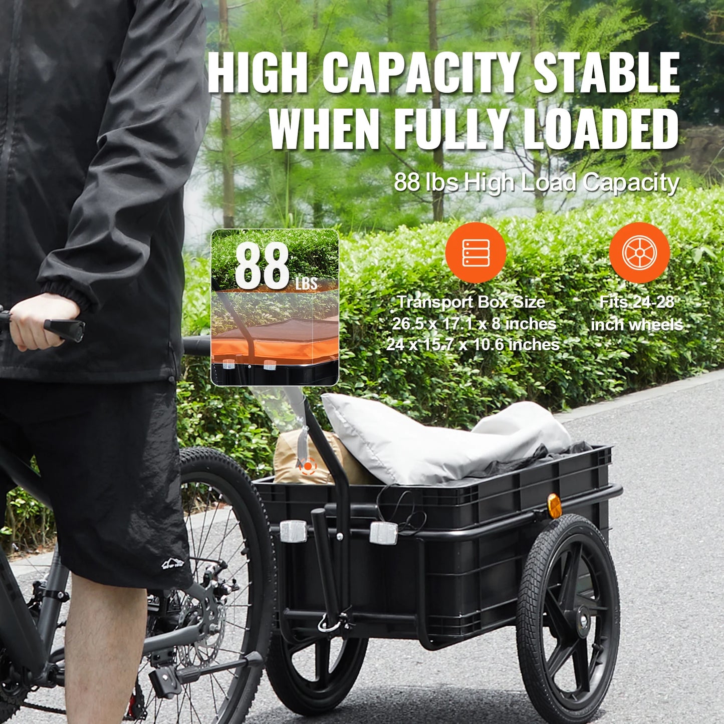 SucceBuy Foldable Bike Cargo Trailer with Reflectors for Bicycle Wagon