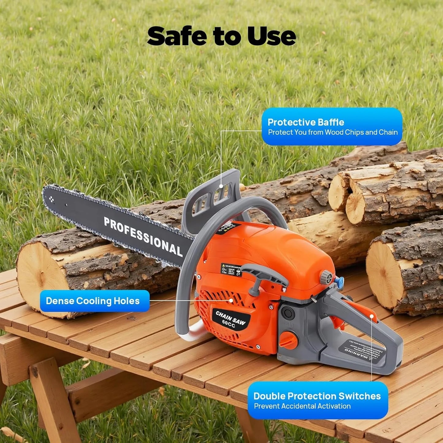 Bymaocar Gas Powered Chainsaw For Wood Cutting And Yard Use