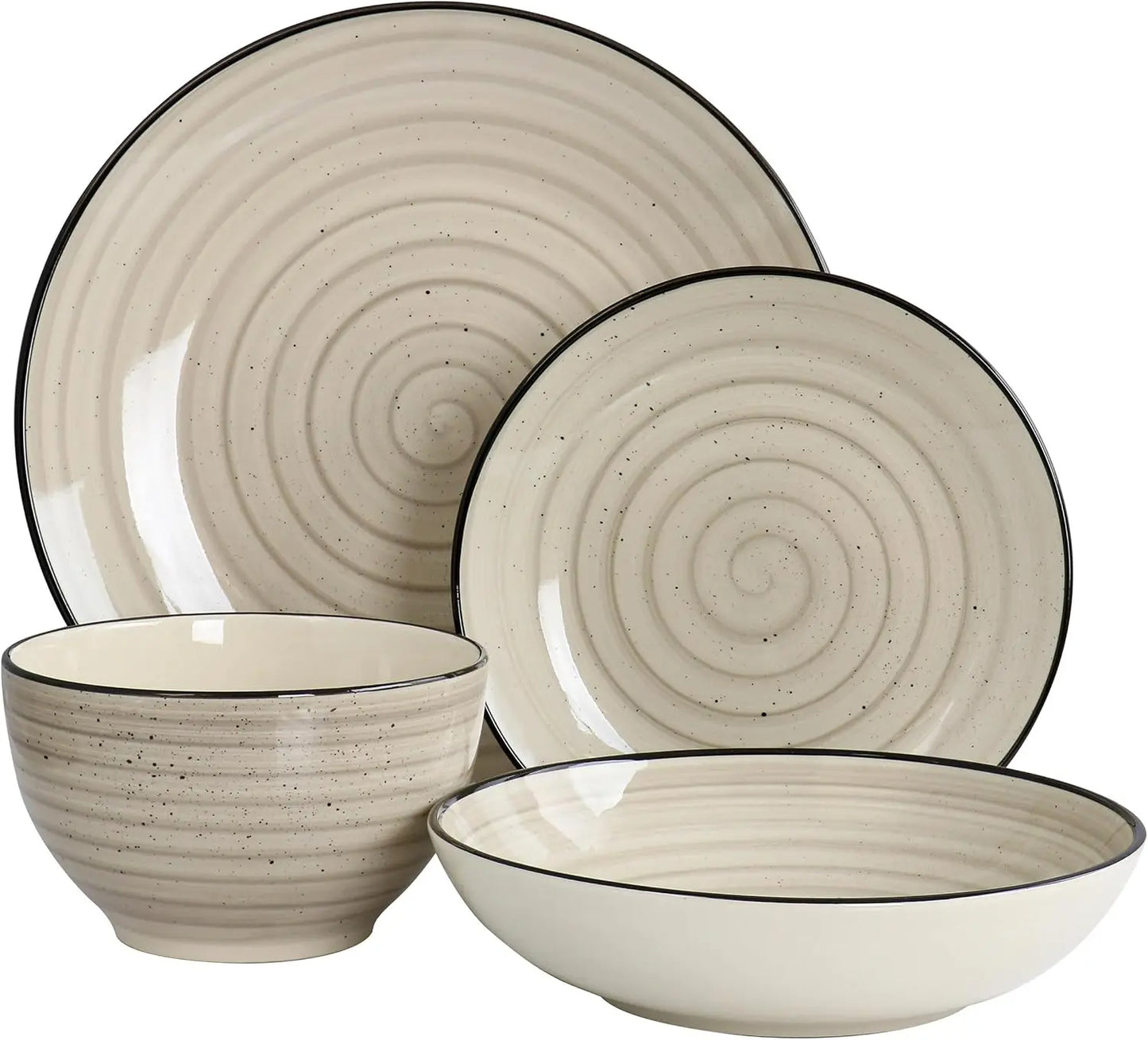 24 Piece Stoneware Dinnerware Set For Everyday Dining