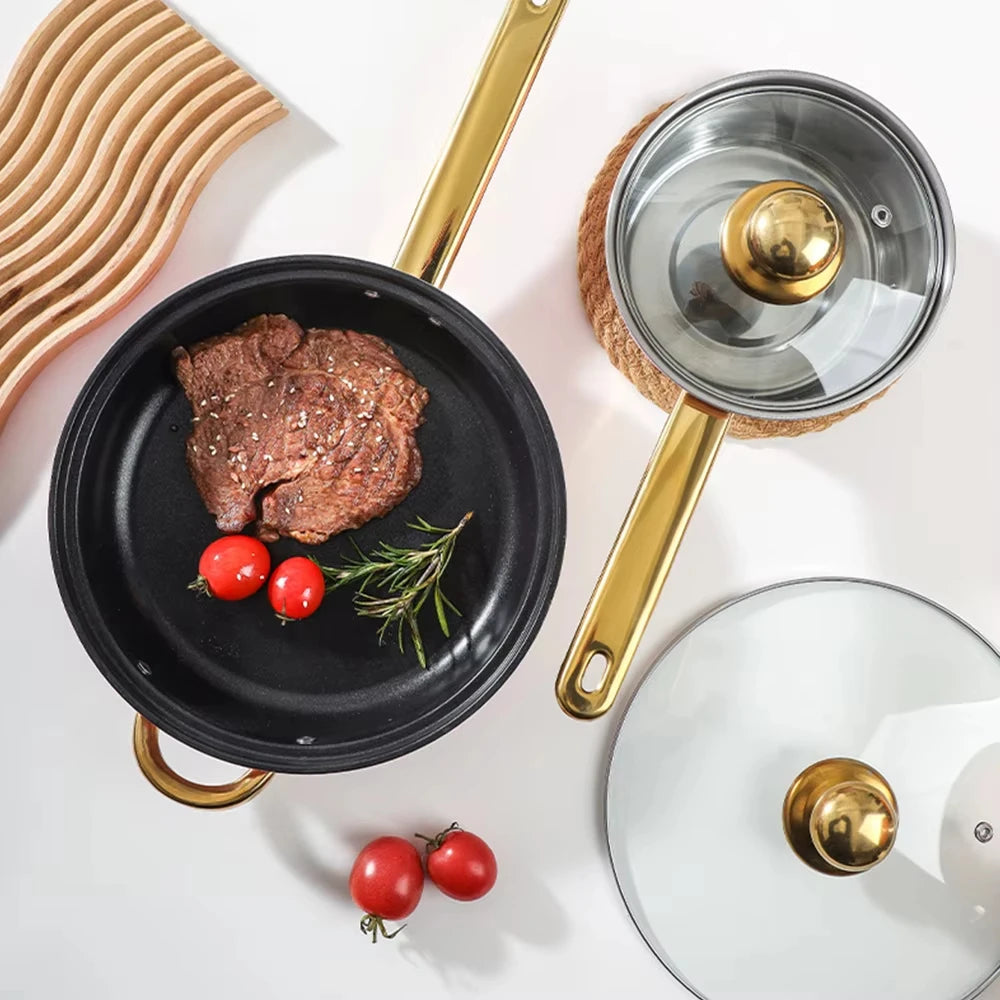 NONED 12-Piece Stainless Steel Cookware Set With Nonstick Pans