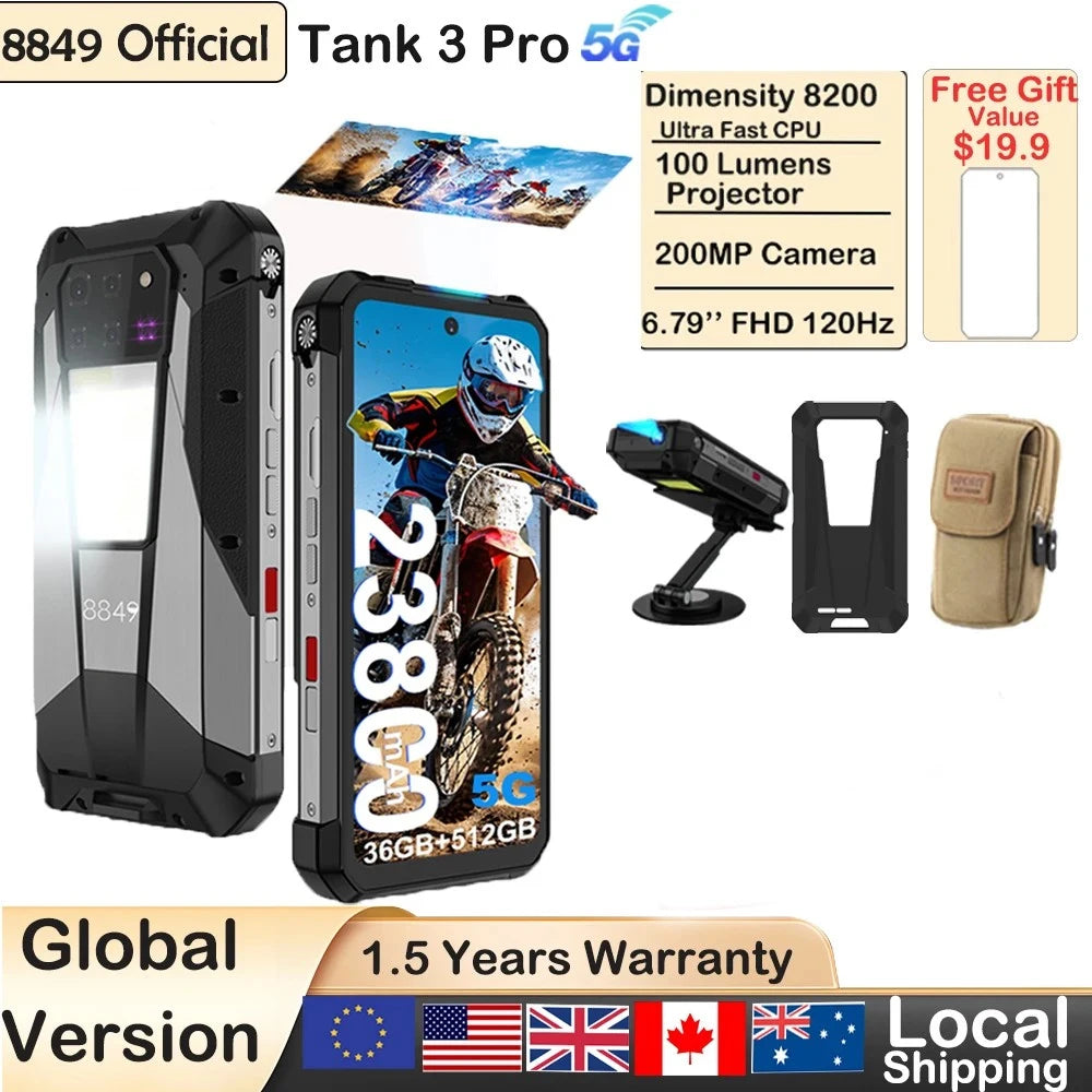 Unihertz Tank 3 Pro Rugged Projector Smartphone 5G Android 14