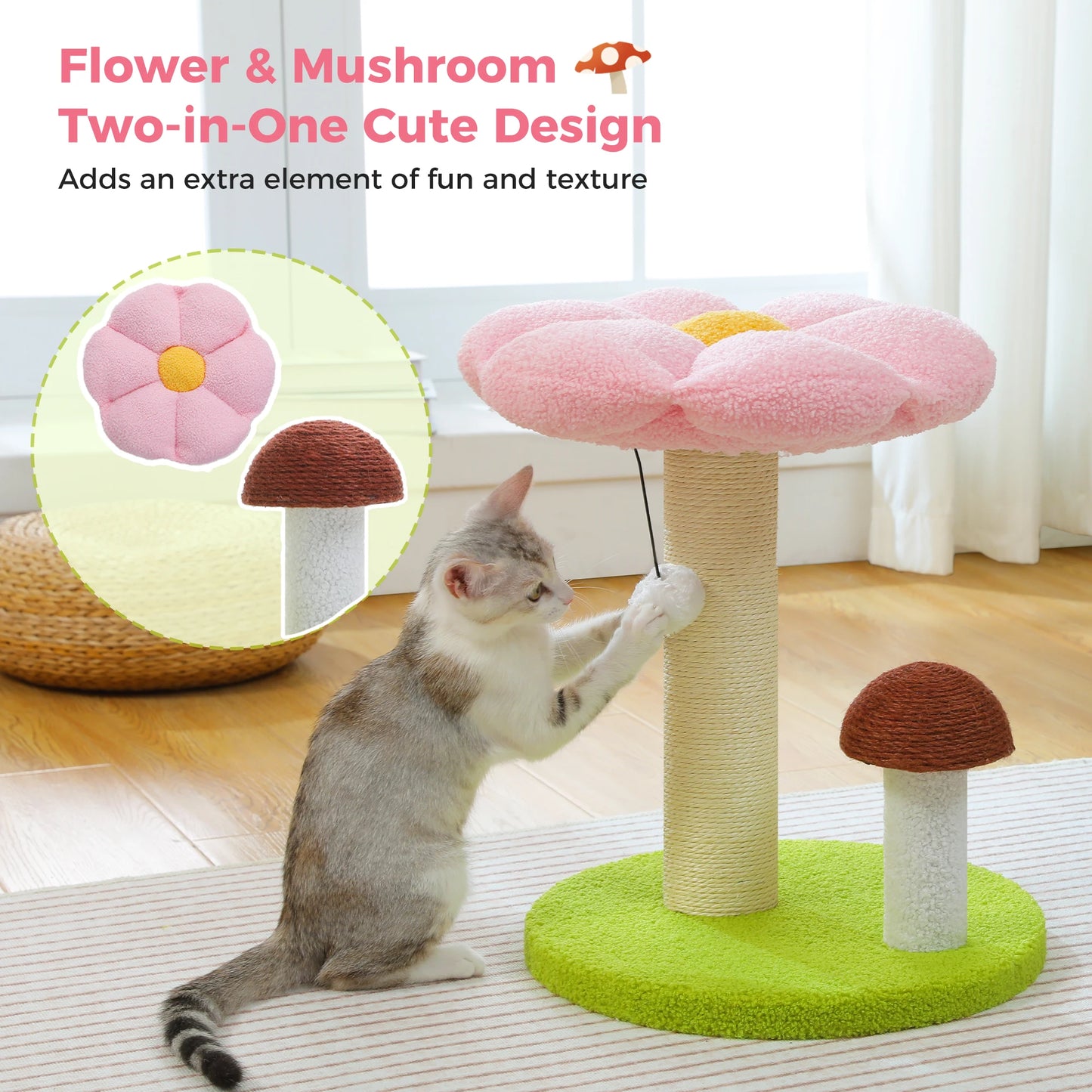 PAWZ Road Mushroom Cat Scratcher With Removable Flower Bed And Ball
