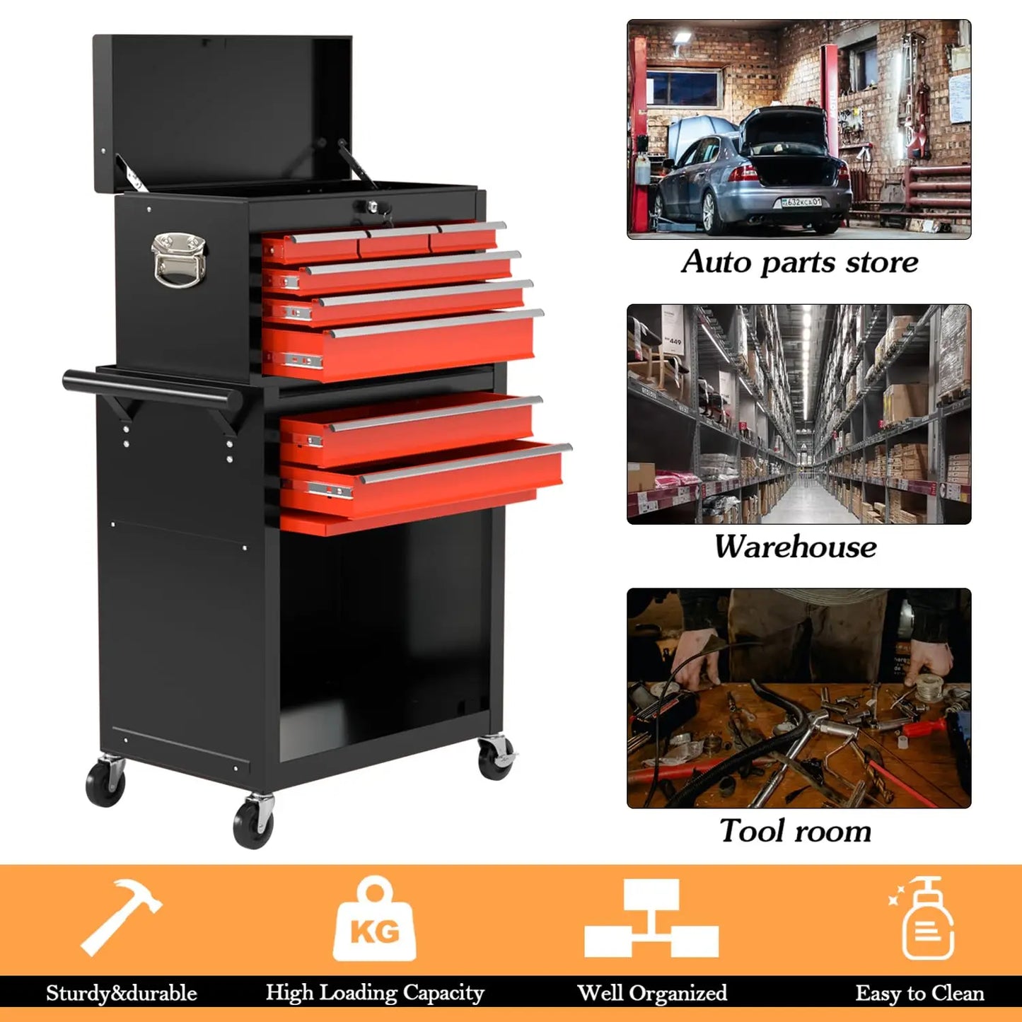 MOYU Rolling Tool Chest With Drawers And Wheels For Storage
