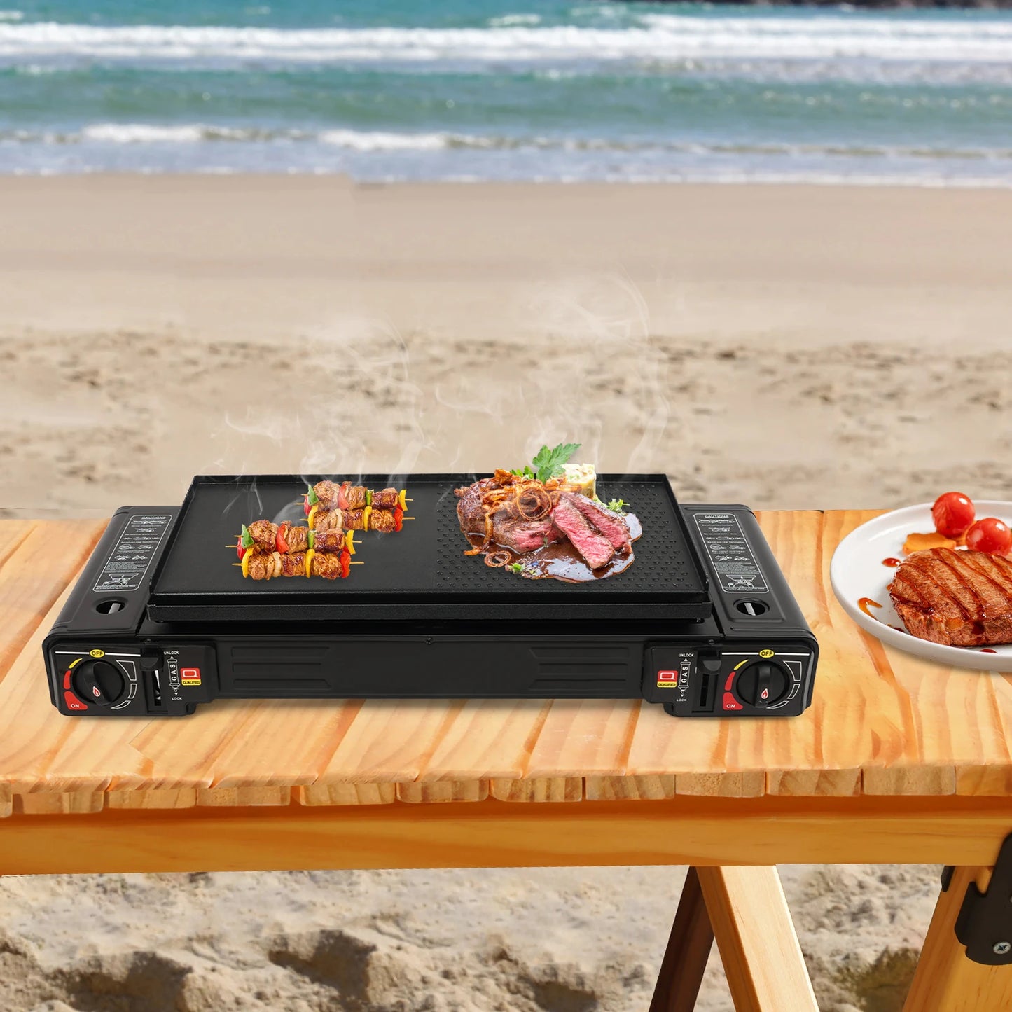 Portable 2500W Camping Stove With Baking Tray And Case
