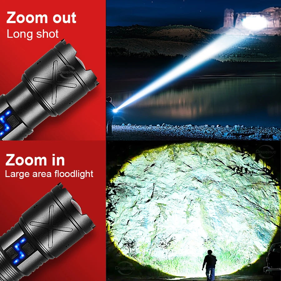 Ultra Bright USB Rechargeable LED Flashlight with Zoom Focus