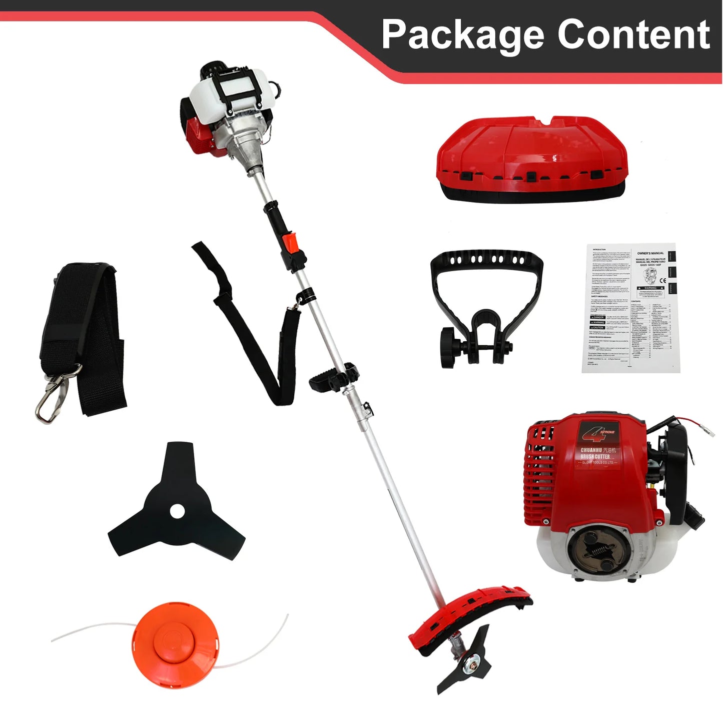 4-Stroke Gas Weed Eater 31cc Straight Shaft Trimmer