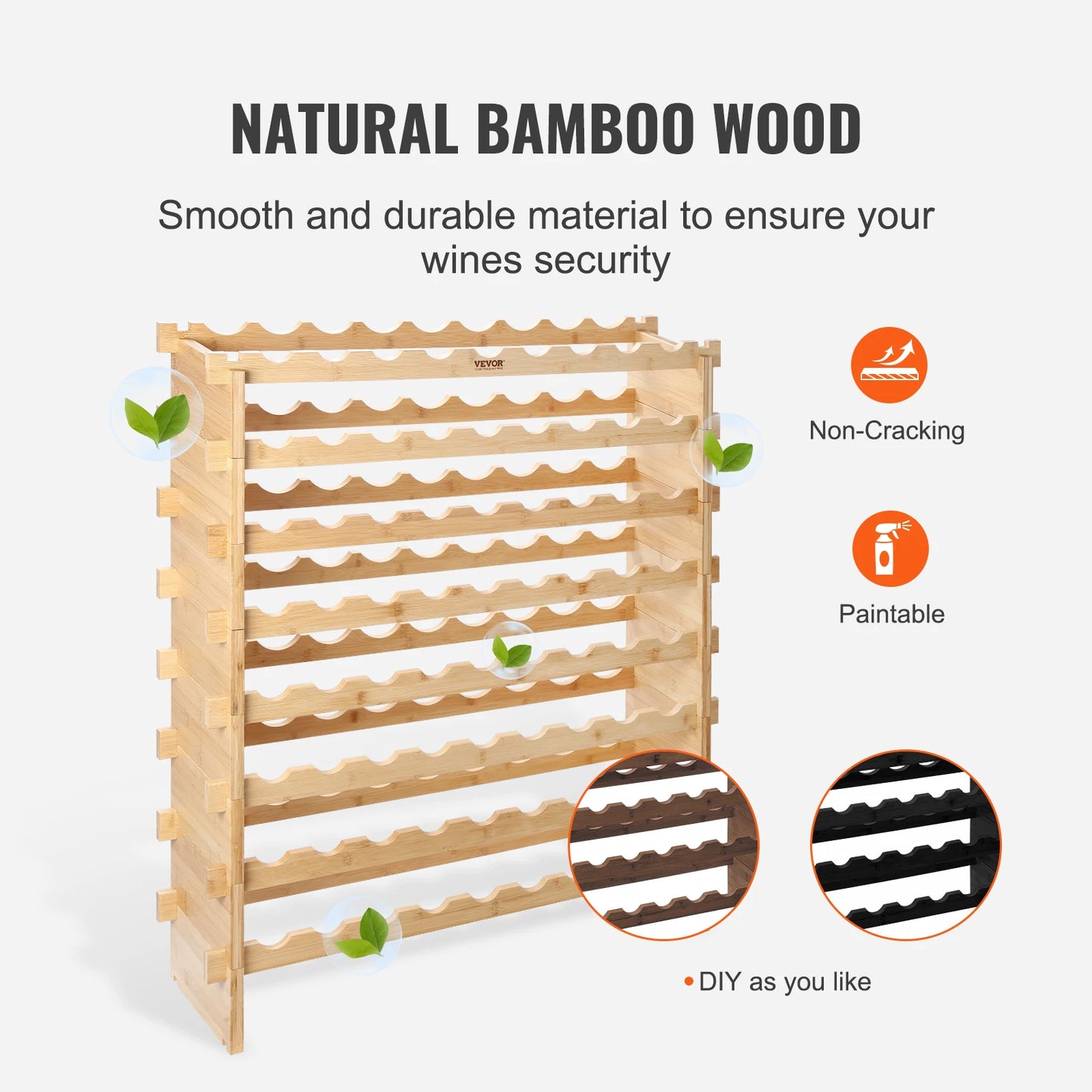 SucceBuy Bamboo Stackable Modular Wine Rack For Home Storage