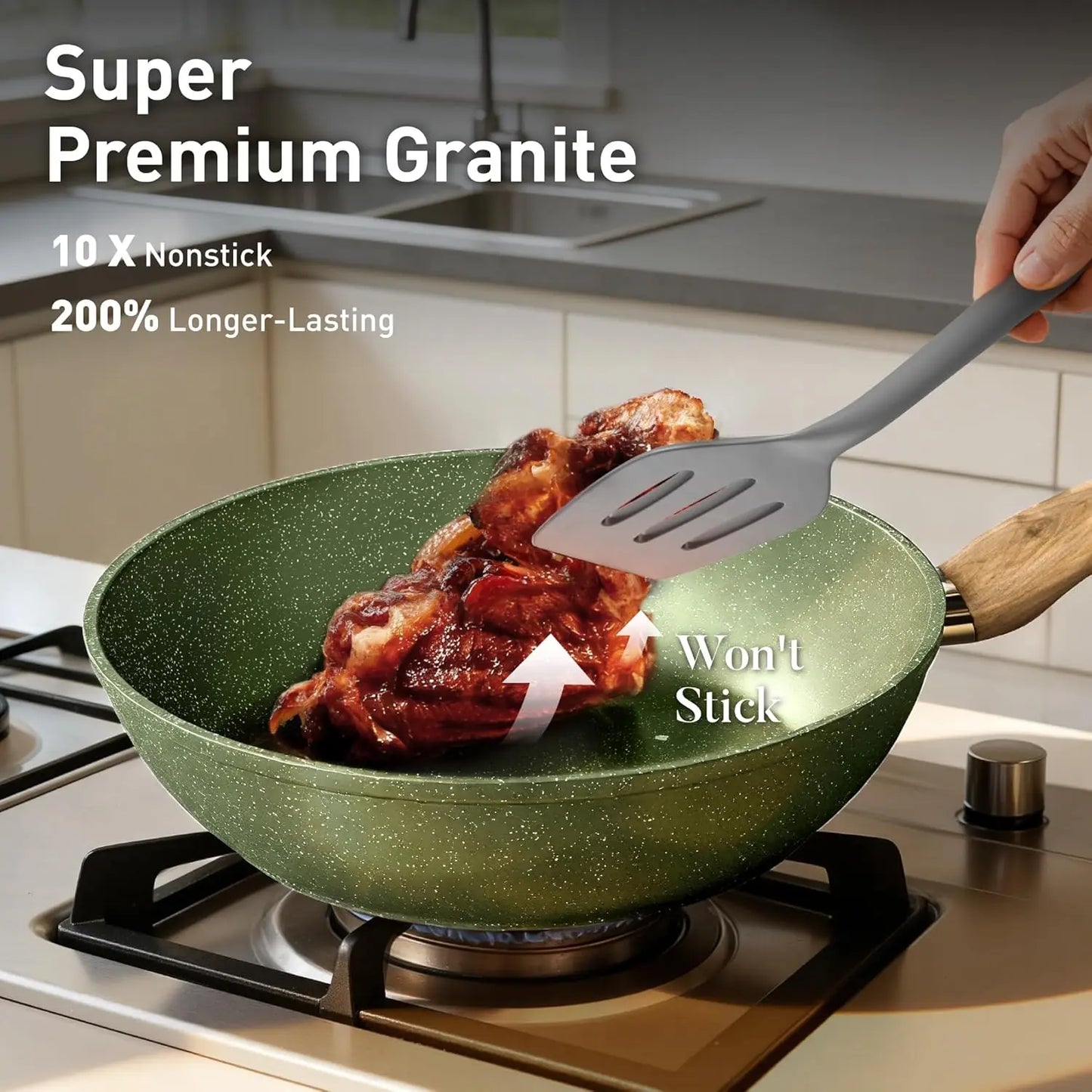 Nonstick Granite Induction Cookware Set PFOA PFOS Free Easy Clean