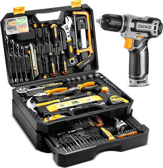 DEKO 12V Power Cordless Drill Mechanic Toolbox With Accessories Kit