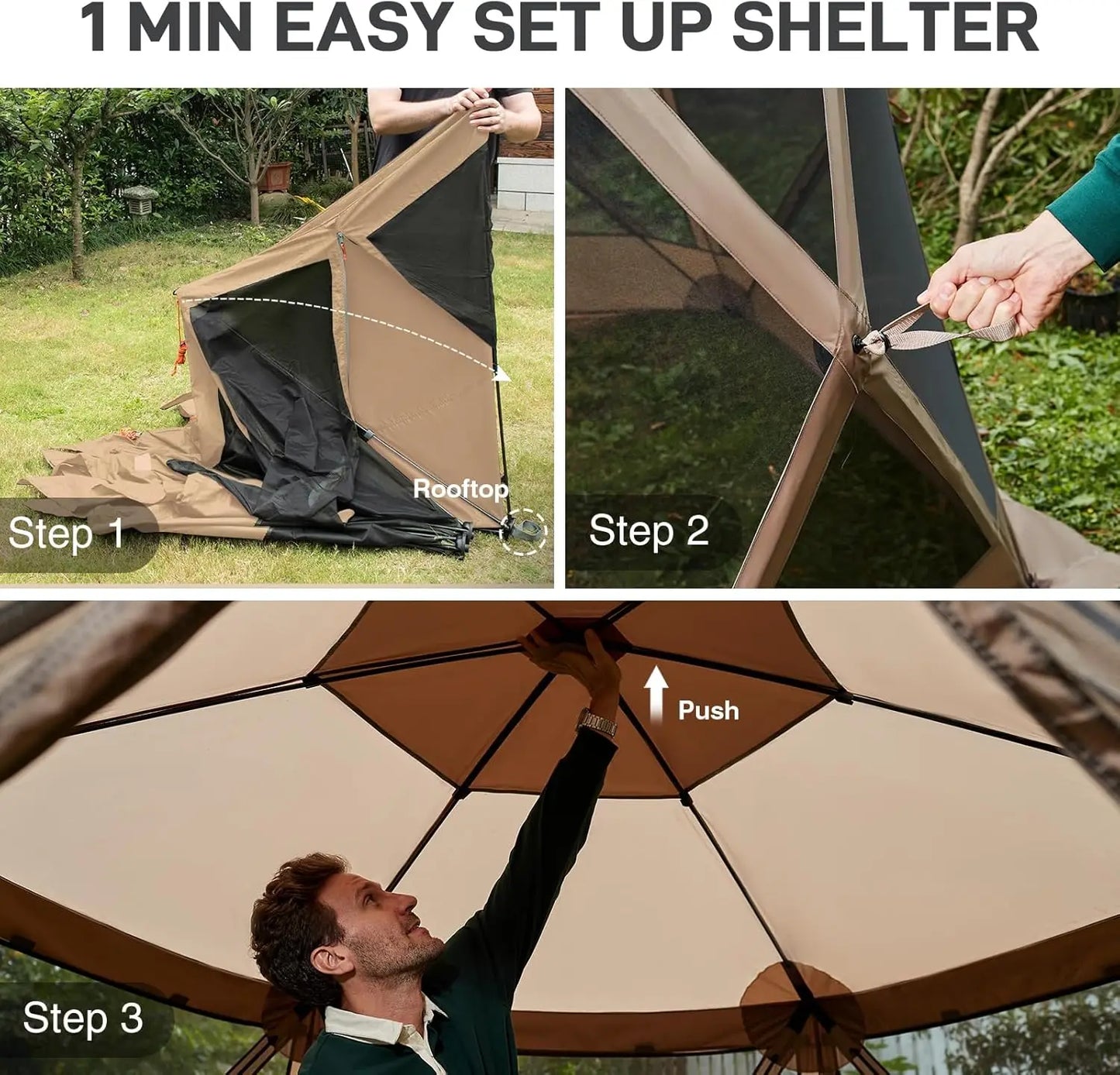 Pop Up Screened Tent Gazebo With Netting
