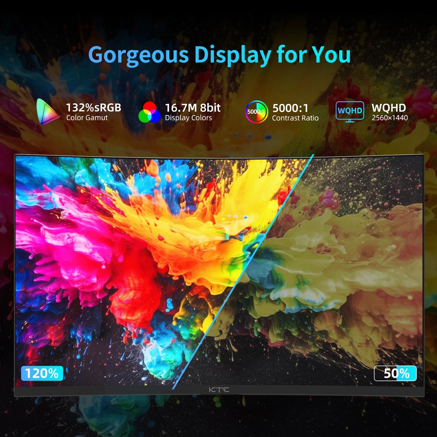 KTC WQHD 180Hz 1ms Curved Gaming Monitor FreeSync HDMI DisplayPort