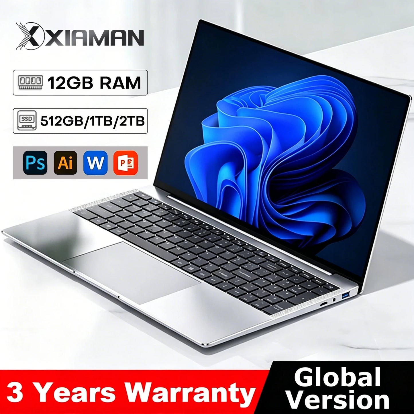 Xia Man Windows Laptop With Intel Atom A3950 12GB RAM SSD