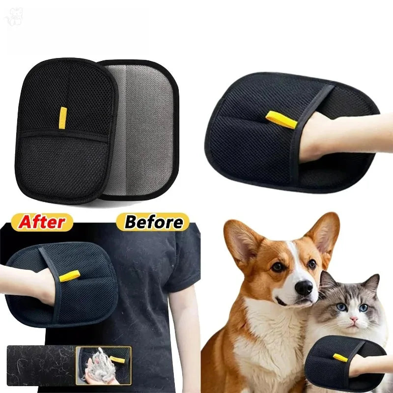 Pet Hair Removal Gloves Reusable Double Sided Grooming Mitts