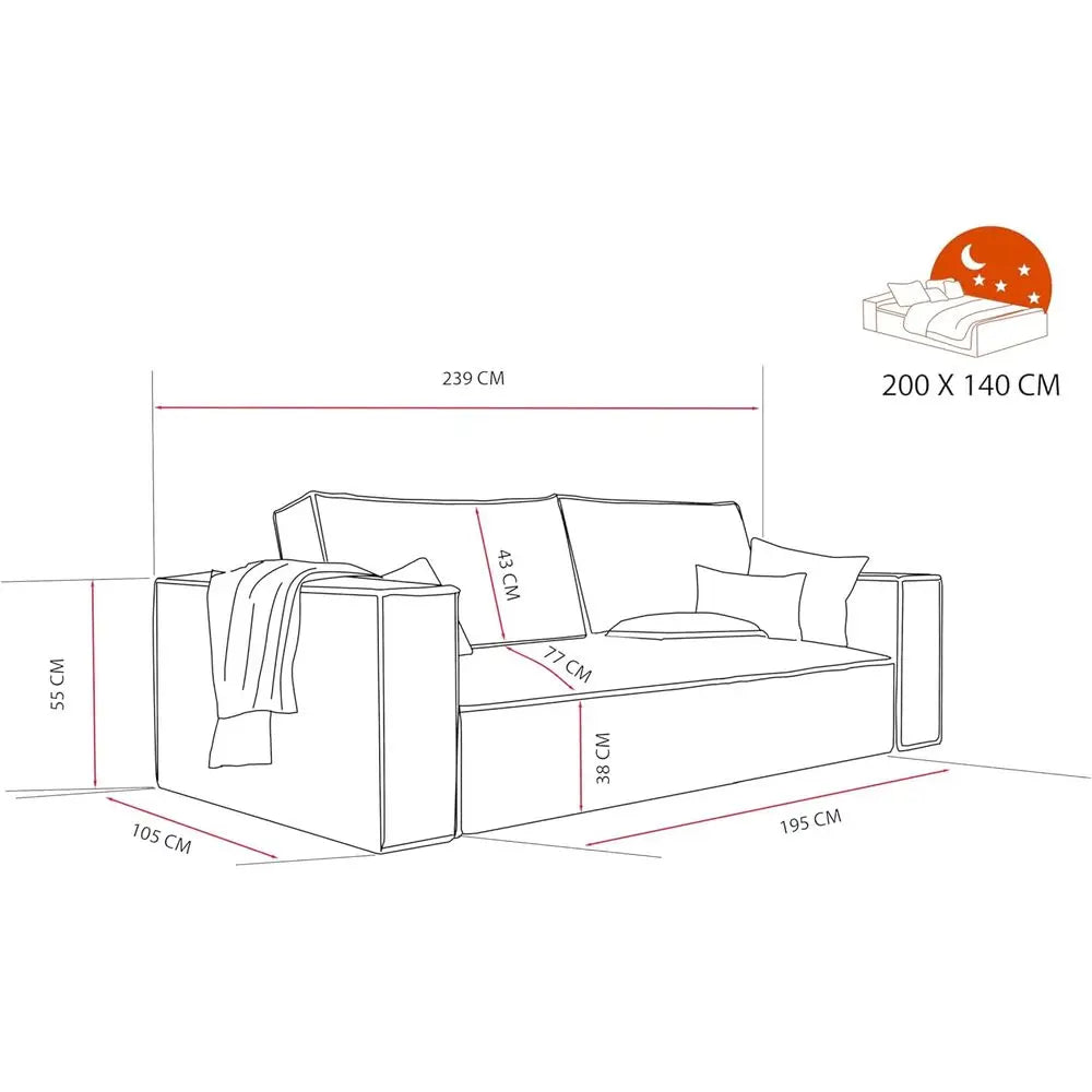 Three-Seater Corduroy Sofa Bed With Storage For Living Room