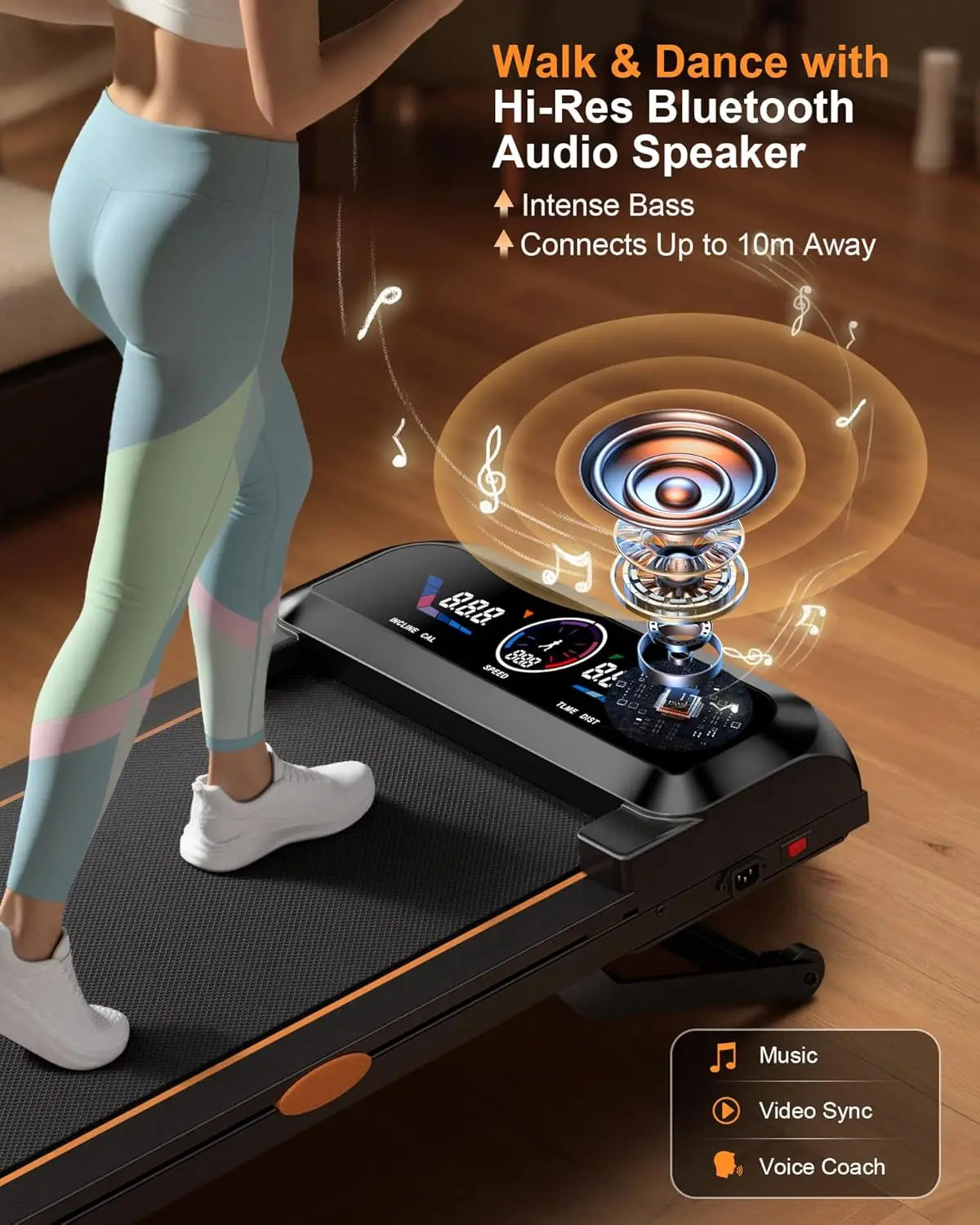 3.5Hp Under Desk Walking Pad Treadmill With Auto Incline