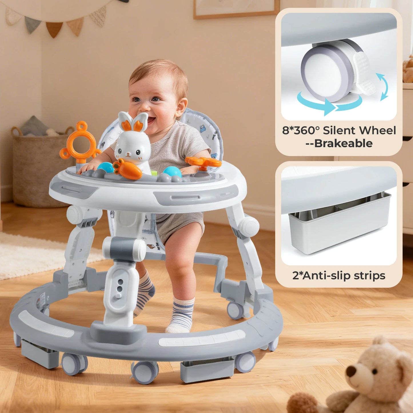 Safety-Enhanced 4-In-1 Baby Walker And Play Center