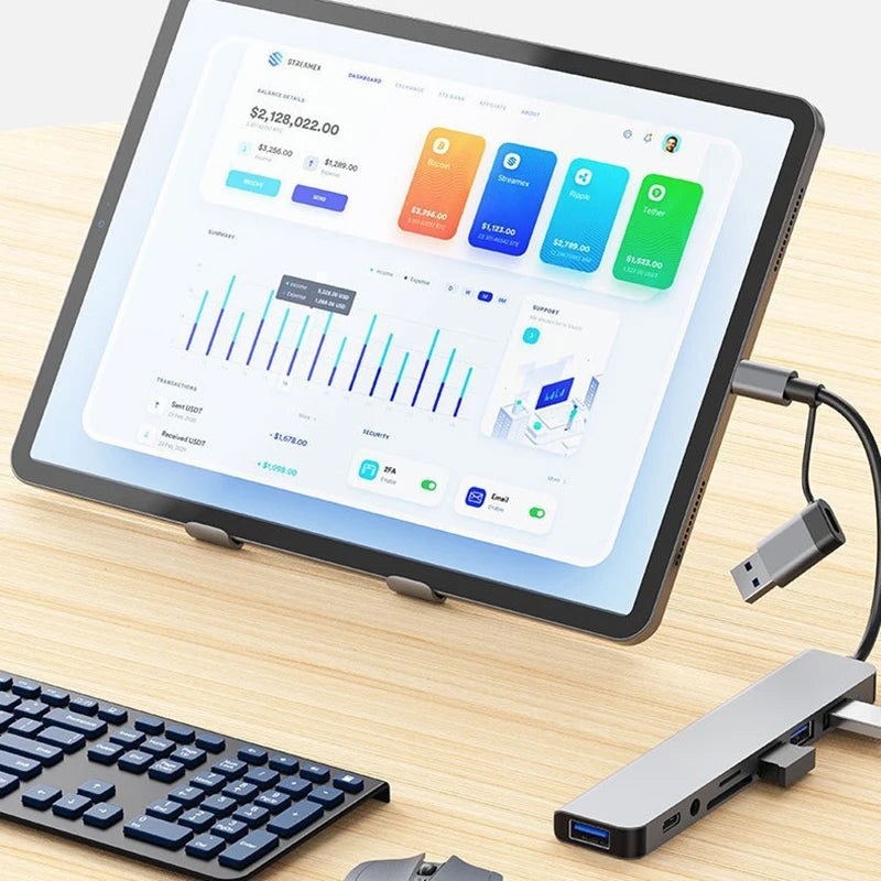 OULLX 8-In-1 USB-C Hub Docking Station With 3.5mm Audio