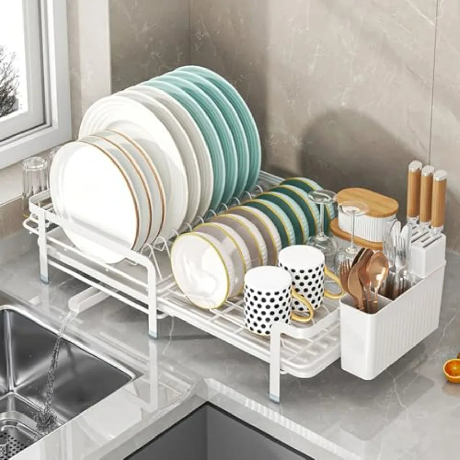 Expandable Dish Drying Rack Drainboard Rustproof Stainless Steel Utensil Holder