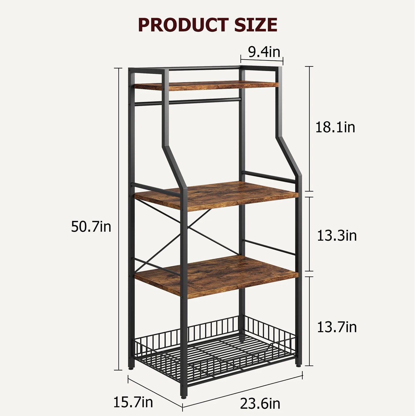 Twister.CK Kitchen Bakers Rack Microwave Oven Stand 4-Tier