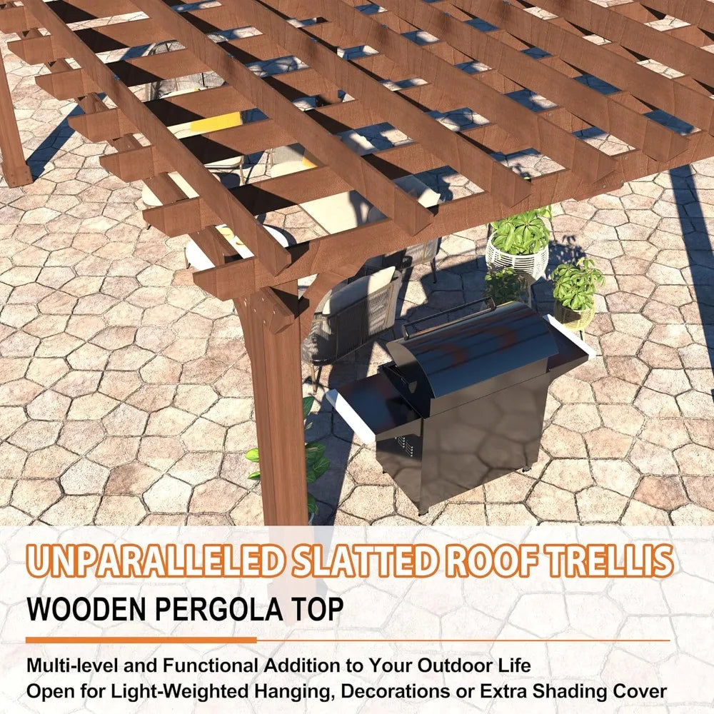 Cedar Wood Pergola Gazebo For Outdoor Patio Shelter